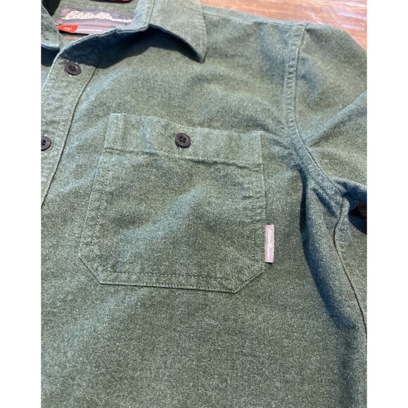 Eddie Bauer Mens Mountain Ops Flannel Work Shirt Small Green Thick Cotton - Picture 6 of 10